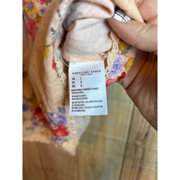 American Eagle Boho Floral Tiered Tank Top Blouse Women's Size L - Picture 6 of 8